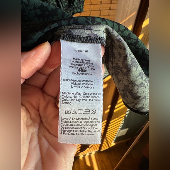 NWT Madewell Long-Sleeve Mini Shirtdress in Black and Green Floral - Picture 7 of 8